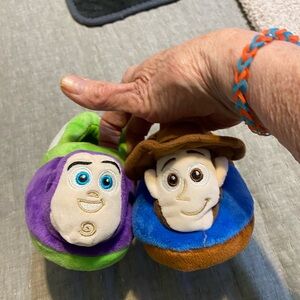 Vibrant Green and Purple Plush Shoes